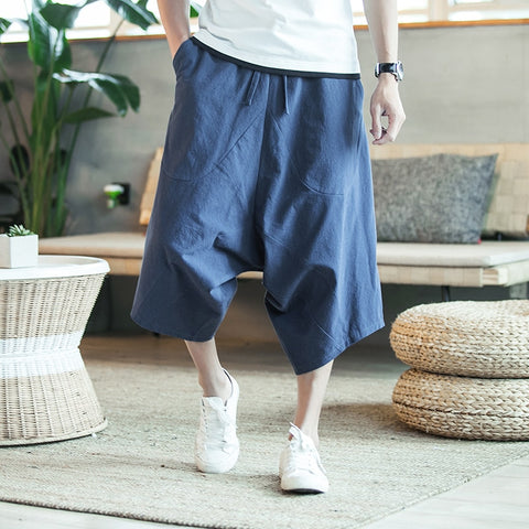 Dropshipping Men Harajuku Harem Pants 2020 Mens Summer Cotton Linen Joggers Pants Male Vintage Chinese Style Sweatpants Fashions