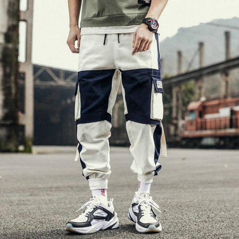 Ribbons Harem Joggers Men Cargo Pants Streetwear 2020 Hip Hop Casual Pockets Track Pants Male Harajuku Fashion Trousers