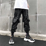 Men Hip Hop Black Cargo Pants joggers Sweatpants Overalls Men Ribbons Streetwear Harem Pants Women Fashions Trousers