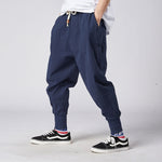 MrGoldenBowl Store Men Harem Pants Japanese Casual Cotton Linen Trouser Man Jogger Pants Chinese Baggy Pants