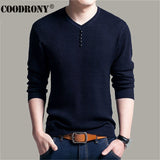 COODRONY Sweater Men Casual V-Neck Pullover Shirt Autumn Winter Slim Fit Long Sleeve Mens Sweaters Knitted Cotton Pull Homme Top